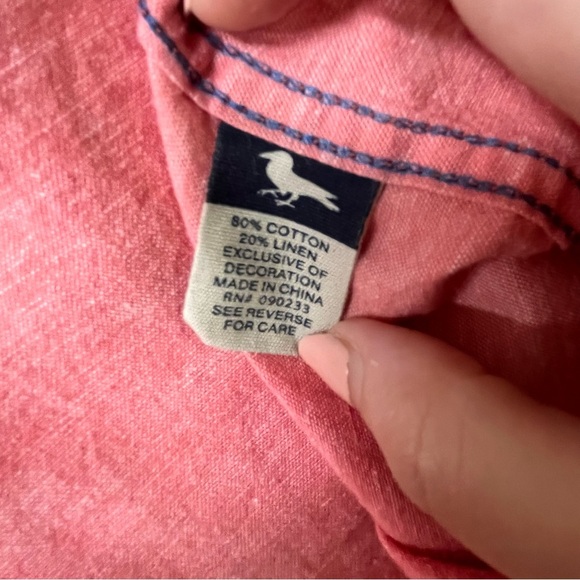 modern amusement shirt mens size large pink blue pocket cotton linen - Picture 3 of 9